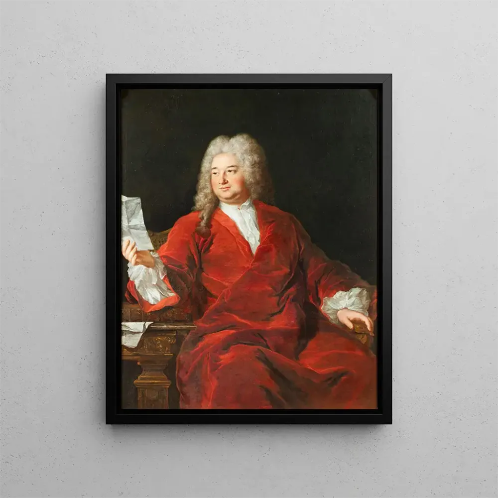 Gemälde Portrait eines sitzenden Mannes mit rotem Mantel und Brief der Hand - Alexis Simon Belle | Kunstdruck