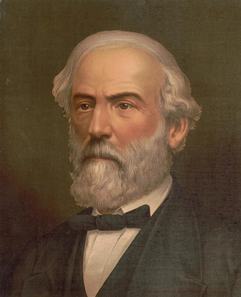 Gemälde Portrait im Profil von Robert Edward Lee von vorne - Strobridge Co Lith | Kunstdruck
