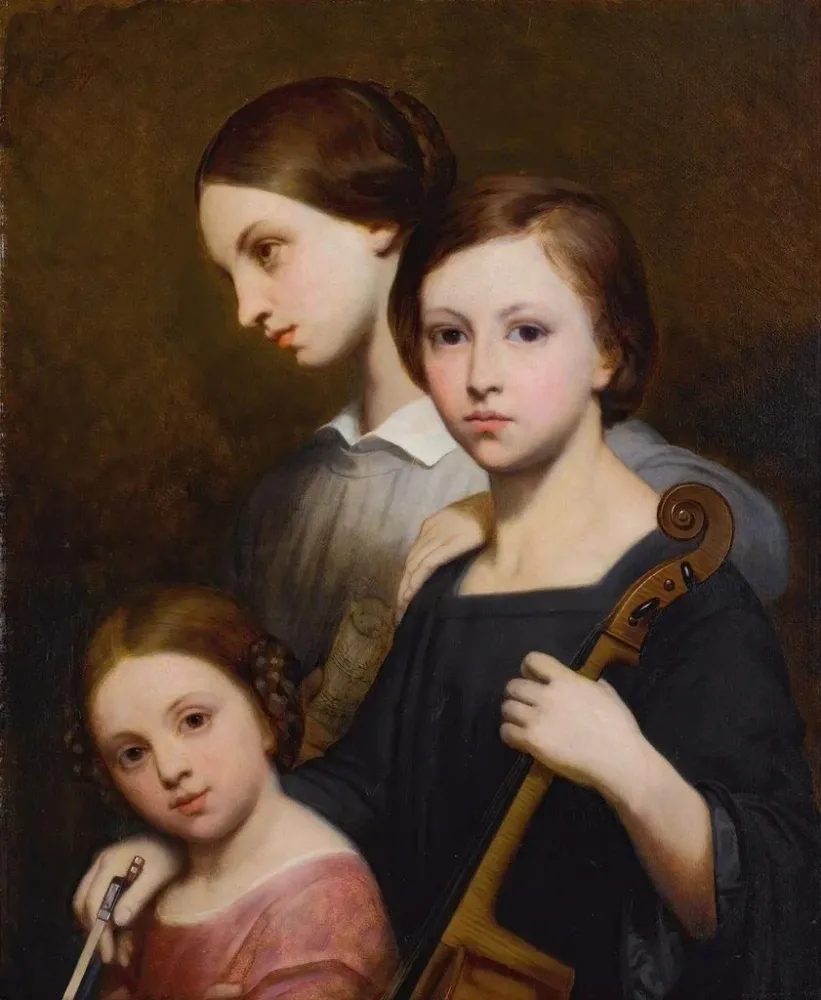 Gemälde Portrait von René, Cécile und Louise Franchomme - Ary Scheffer | Kunstdruck