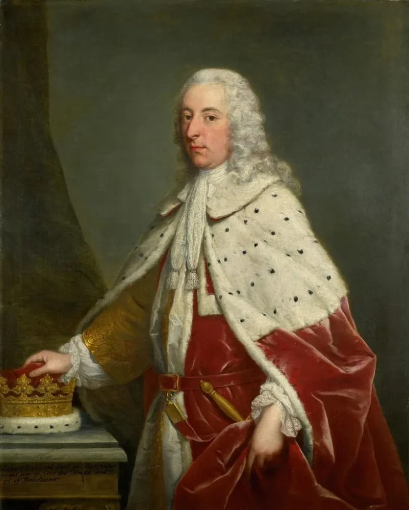 Gemälde Portrait von Robert Montagu, 6. Graf und 3. Herzog von Manchester, 1710-1762, Dreiviertelansicht, gekleidet die Ze...