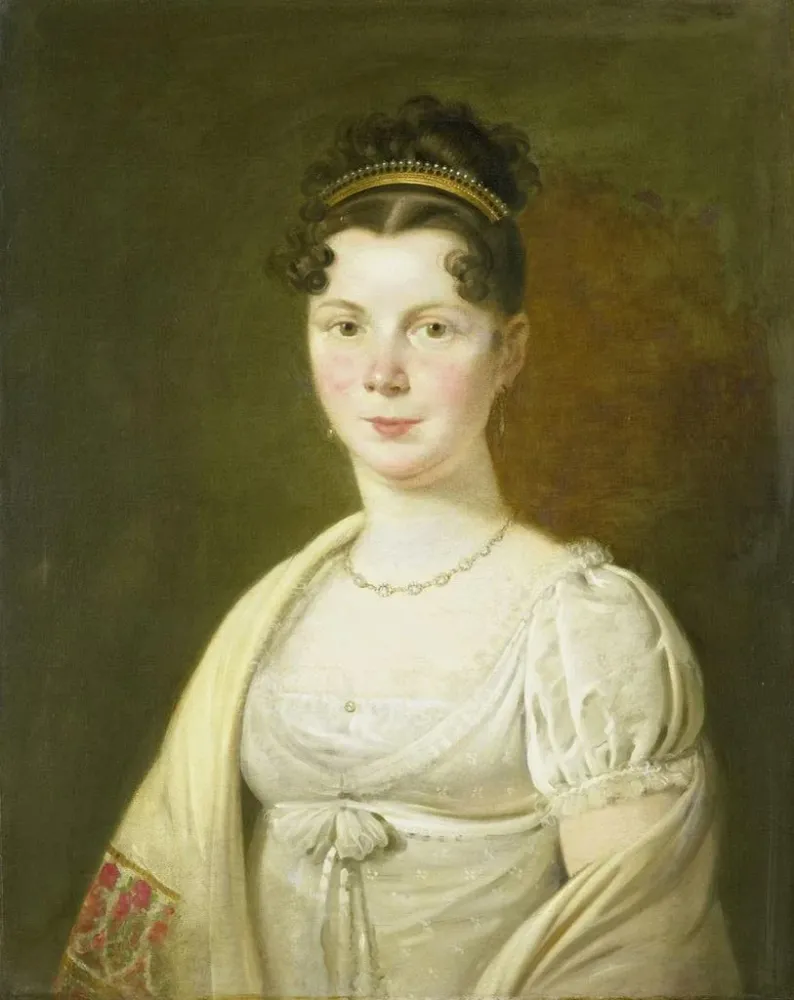 Gemälde Portrait von Wilhelmina Maria Haack 1786-1857 vierte Ehefrau von Gerrit Verdooren - Adriaan de Lelie | Kunstdruck