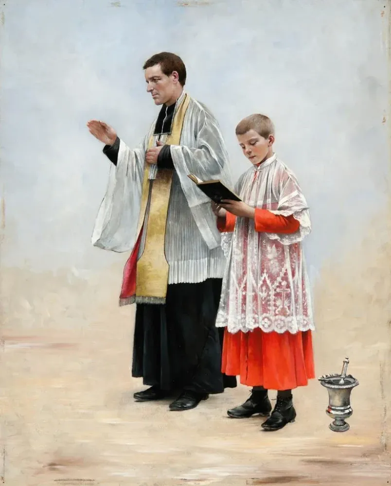 Gemälde Priester und Akolyth - August Hagborg | Kunstdruck