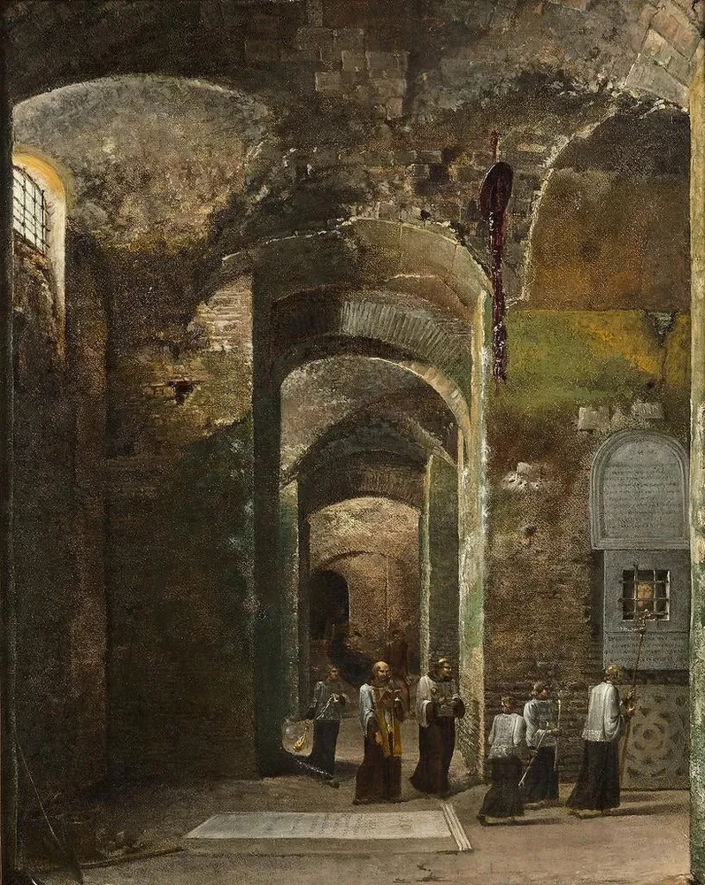 Gemälde Prozession der Krypta von San Martino ai Monti Rom - François Marius Granet | Kunstdruck