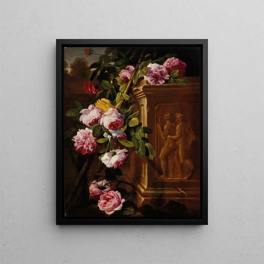 Gemälde Rosen einem Garten mit einem skulptierten Sockel - Abraham Brueghel | Kunstdruck
