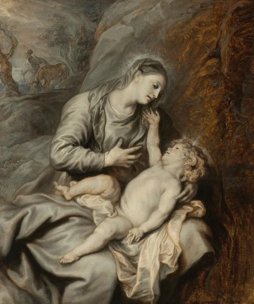 Gemälde Ruhe während der Flucht nach Ägypten - Antoine van Dyck | Kunstdruck
