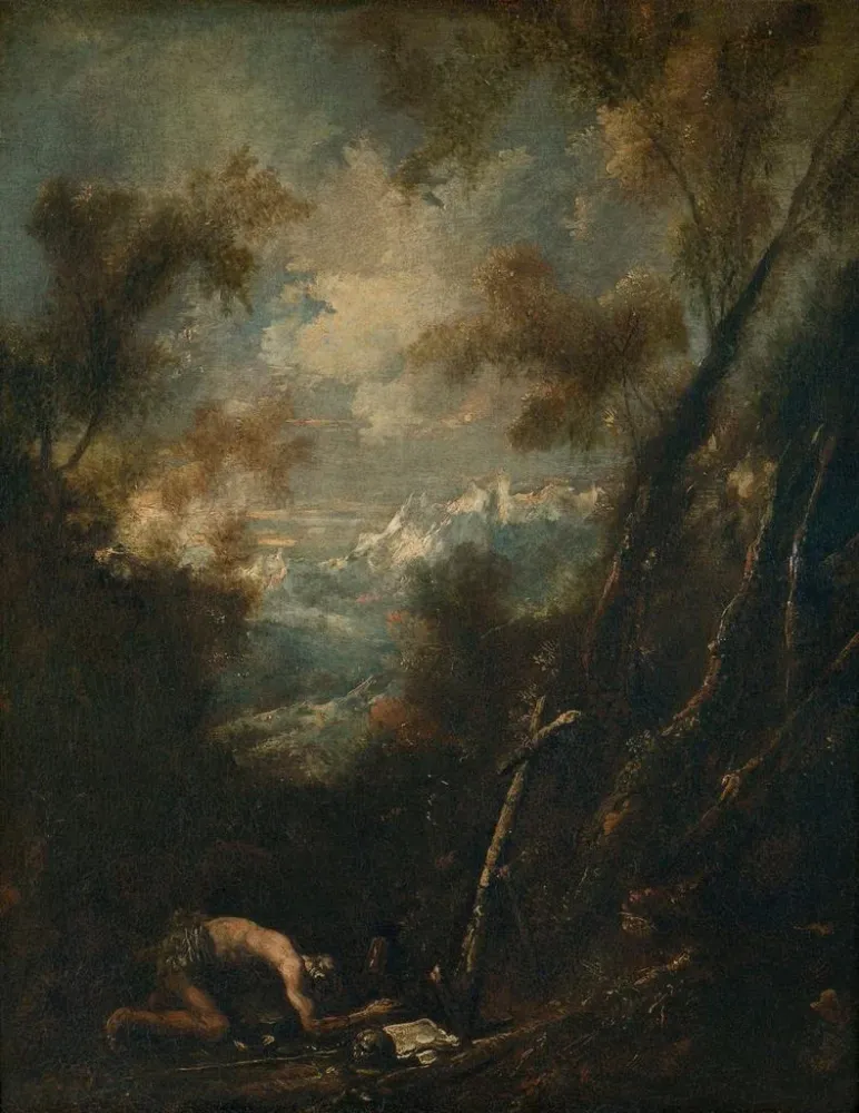 Gemälde Saint Jérôme dans un paysage - Alessandro Magnasco | Kunstdruck