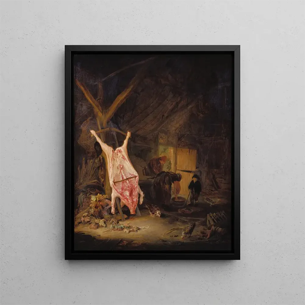 Gemälde Schwein geschlachtet einer Scheune - Adriaen van Ostade | Kunstdruck