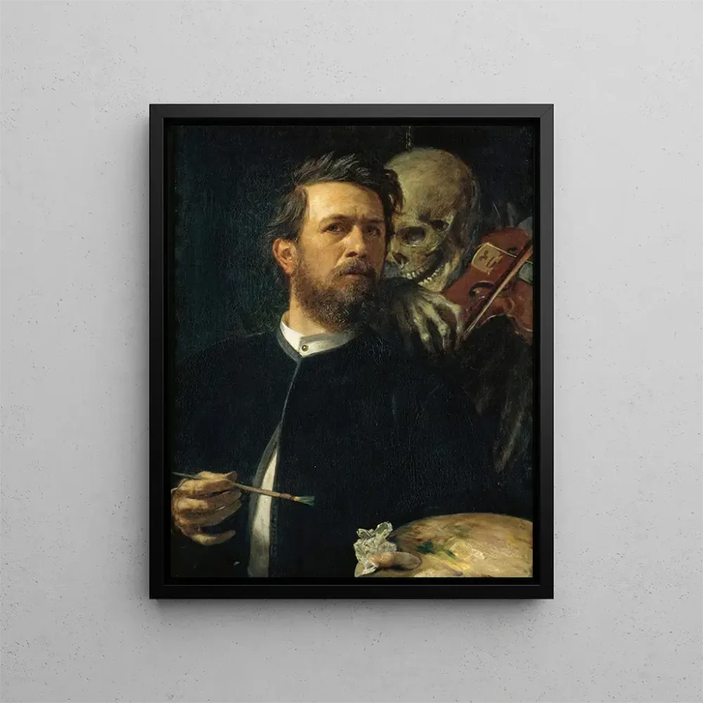 Gemälde Selbstporträt mit dem Tod, der Geige spielt - Arnold Böcklin | Kunstdruck