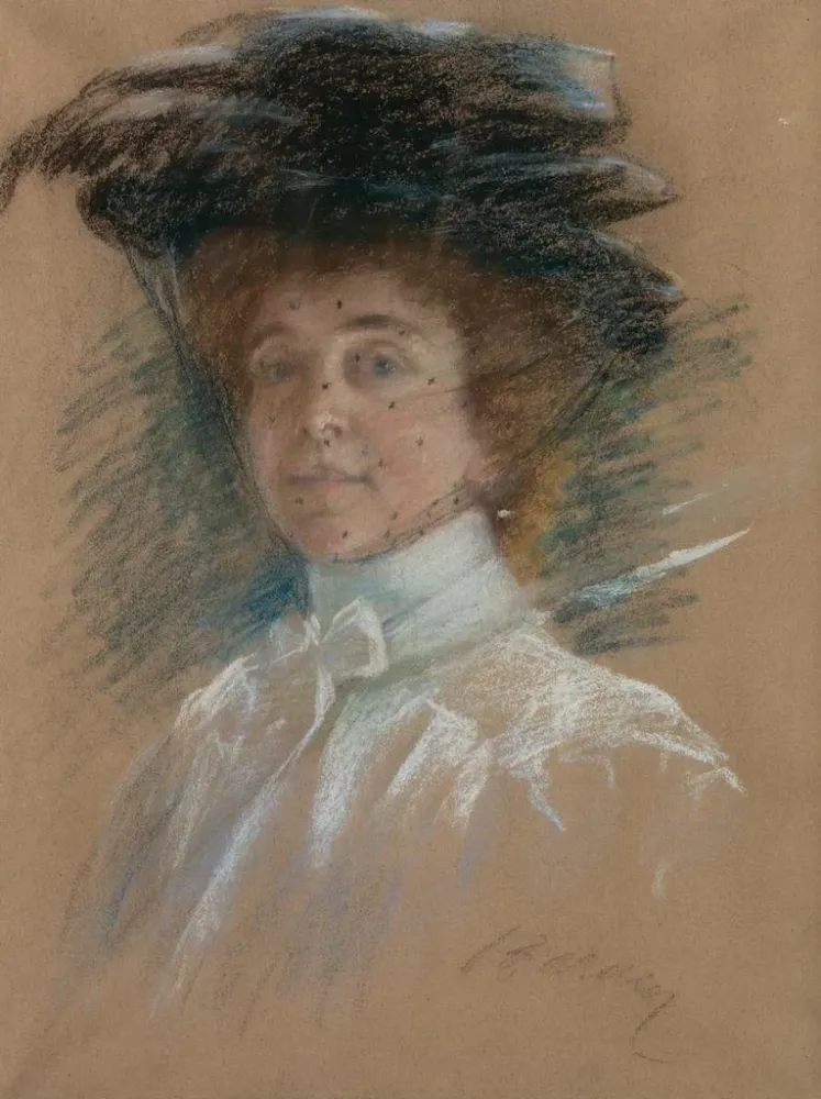 Gemälde Selbstporträt mit Hut und Schleier - Alice Pike Barney | Kunstdruck