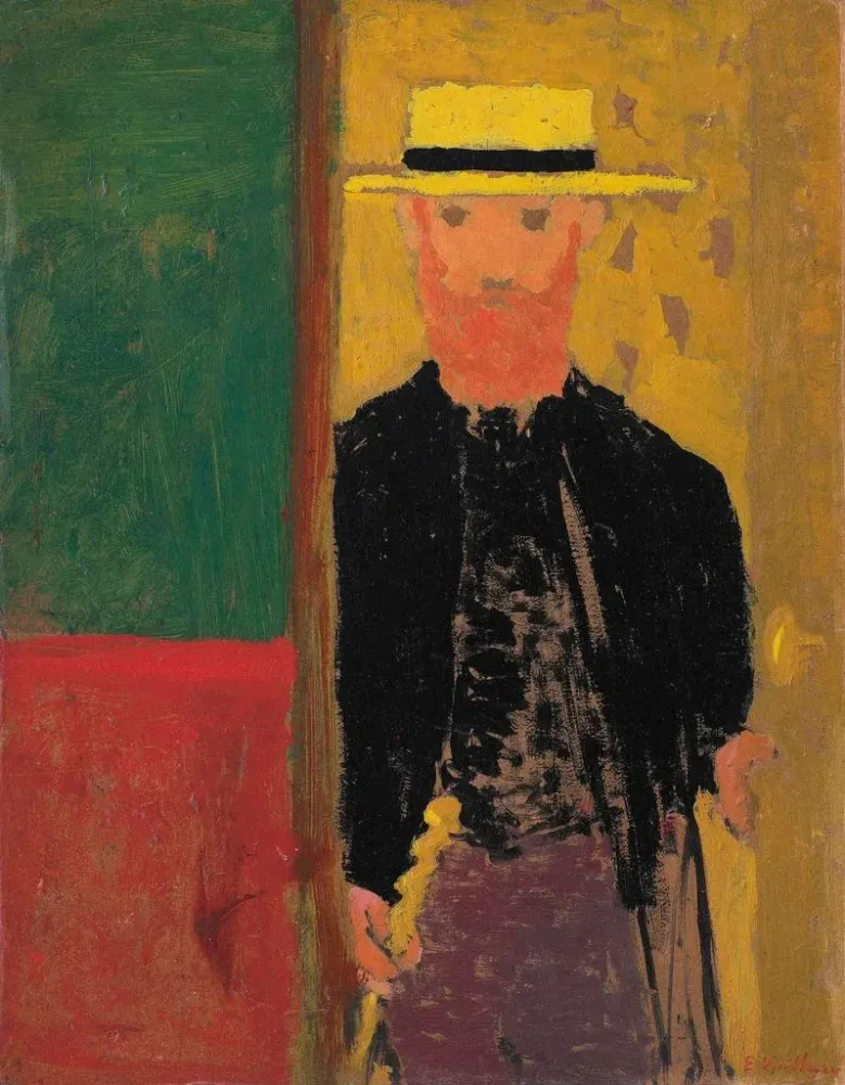 Gemälde Selbstporträt mit Stock und Boater – Édouard Vuillard | Kunstdruck