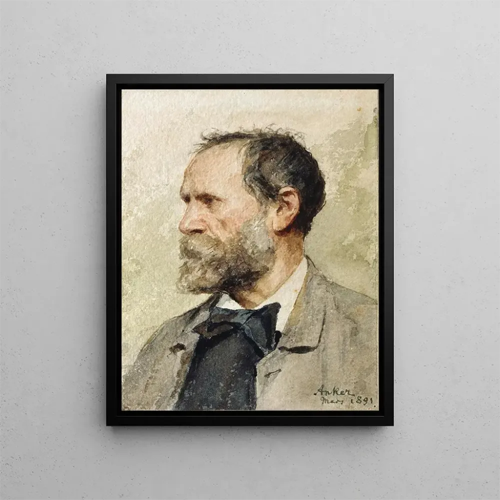Gemälde Selbstporträt im Profil nach links - Albert Anker | Kunstdruck