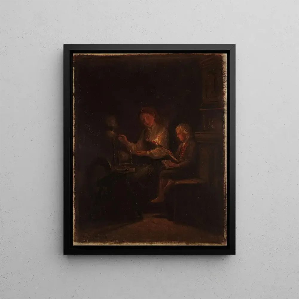 Gemälde Am Spinnrad - Adolph Tidemand | Kunstdruck