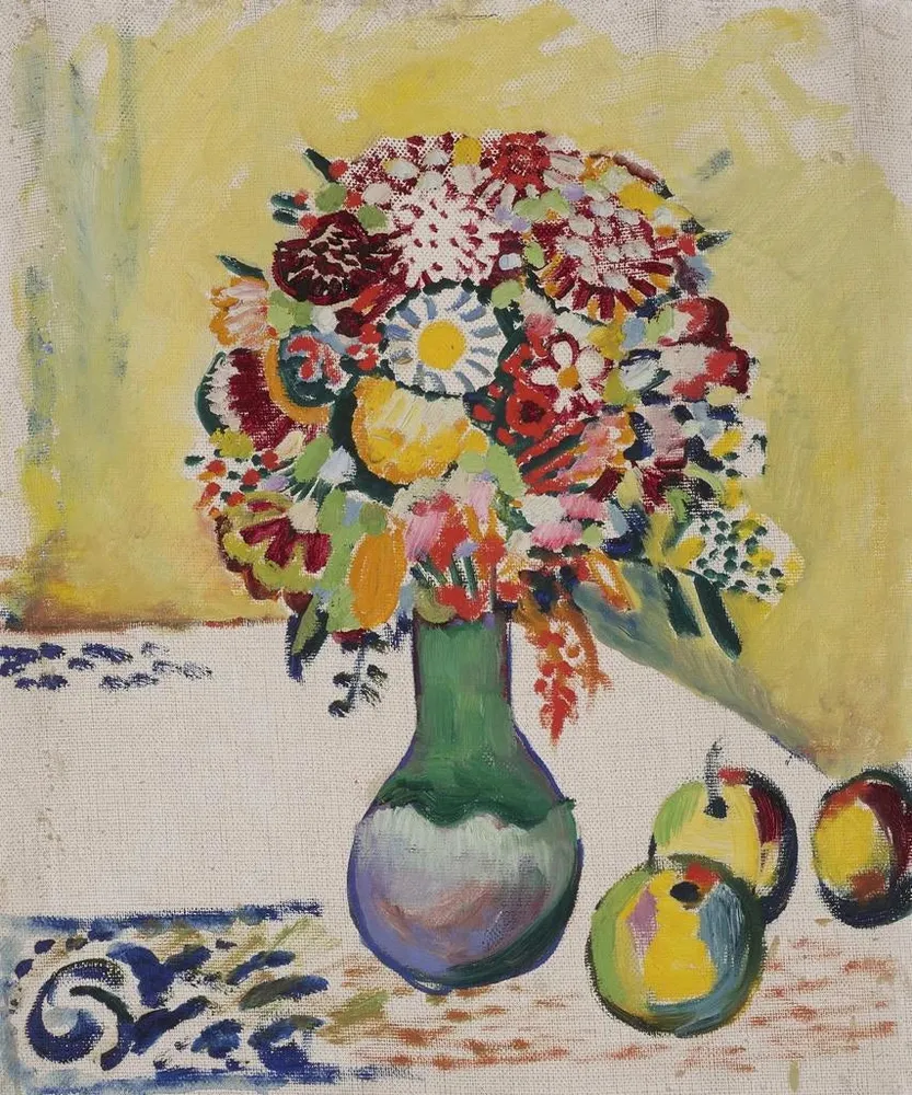Gemälde Stillleben mit Blumen und den drei Äpfeln - August Macke