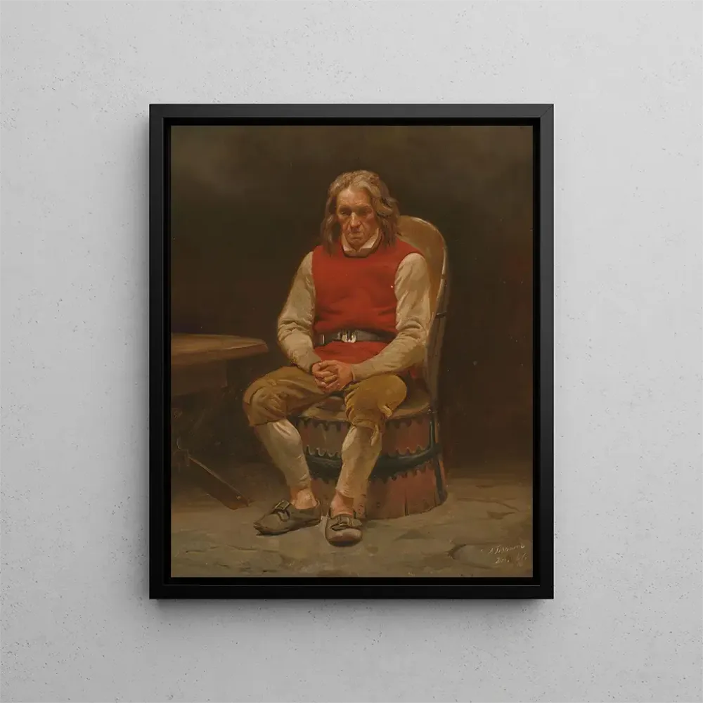 Gemälde Studie des sitzenden Bauern für die Haugianer - Adolph Tidemand | Kunstdruck