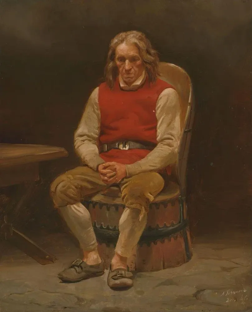 Gemälde Studie des sitzenden Bauern für die Haugianer - Adolph Tidemand | Kunstdruck