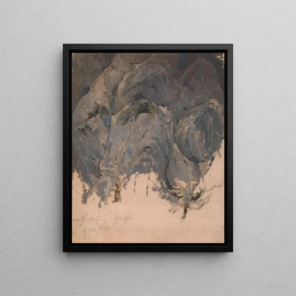 Gemälde Studie eines Felsen am Hirschensprung im Höllental - Adalbert Stifter | Kunstdruck