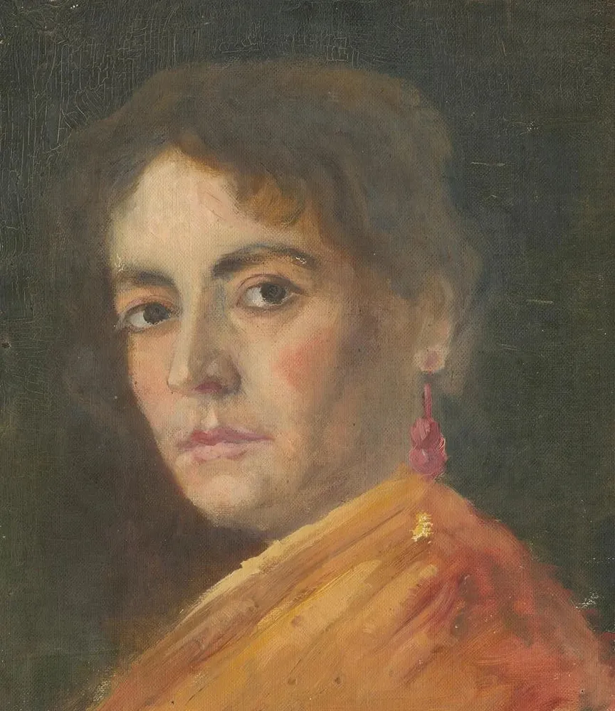 Gemälde Studie eines Frauenkopfes mit einem Ohrring - Aurel Ballo | Kunstdruck