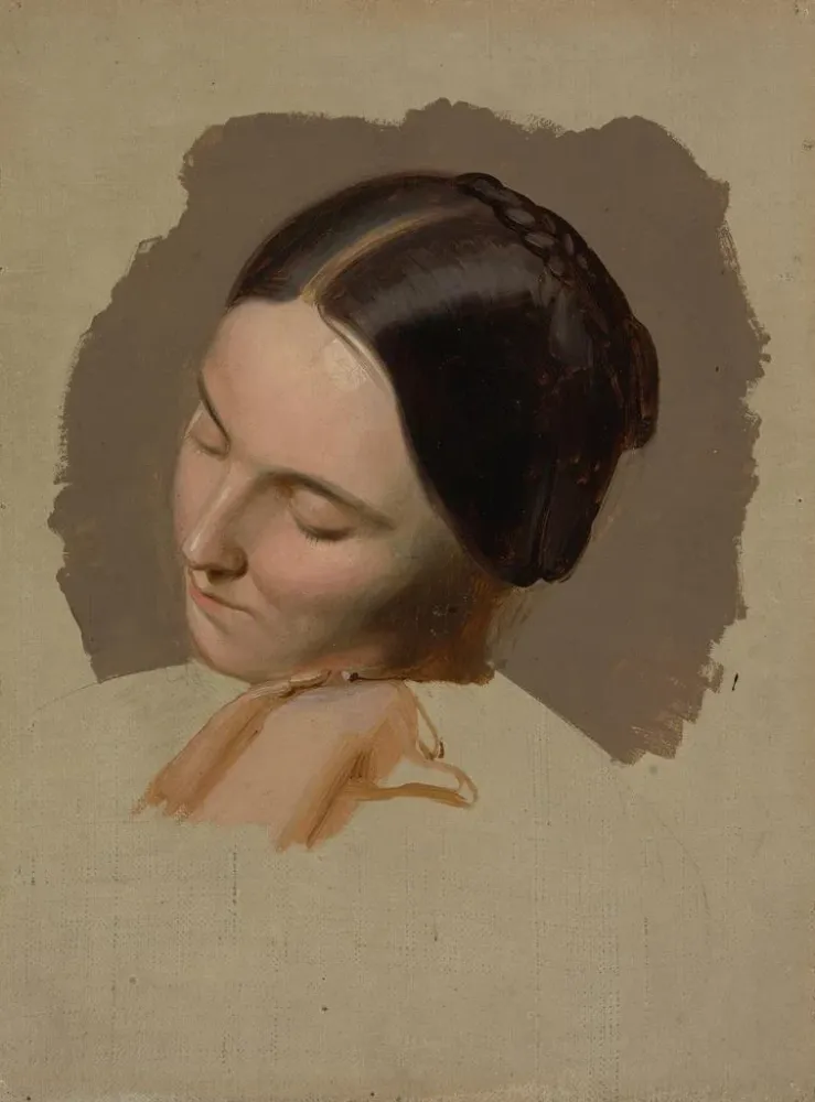 Gemälde Studie eines Frauenporträts - Adolf Schrödter | Kunstdruck