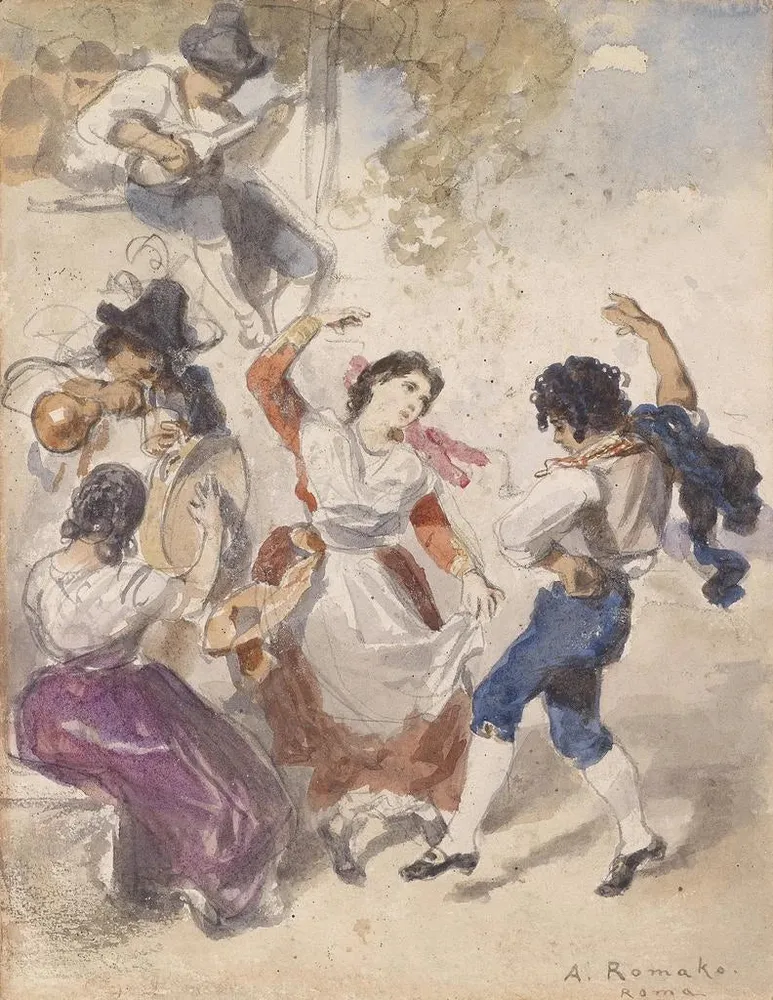 Gemälde Tarentelle - Anton Romako | Kunstdruck