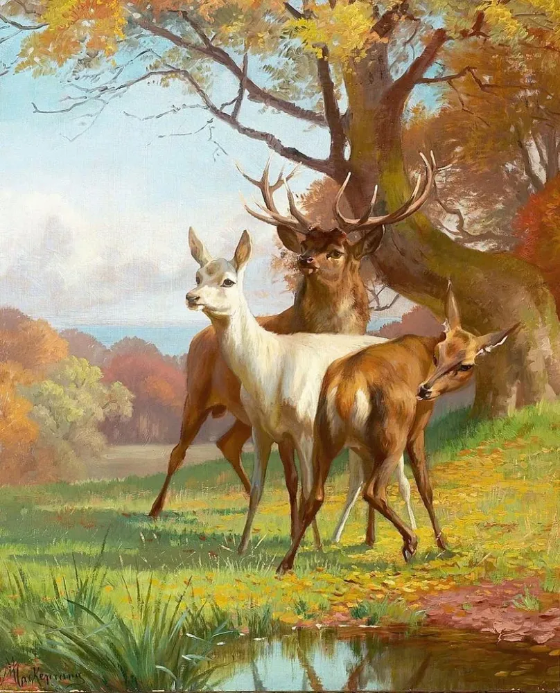 Gemälde Terrain forestier avec gibier sauvage - Adolf Mackeprang | Kunstdruck