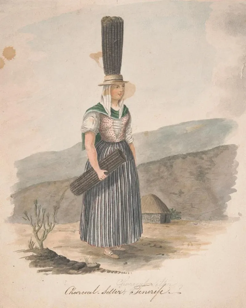 Gemälde Verkäufer von Holzkohle auf Teneriffa (Konflikt des Falls) - Alfred Diston