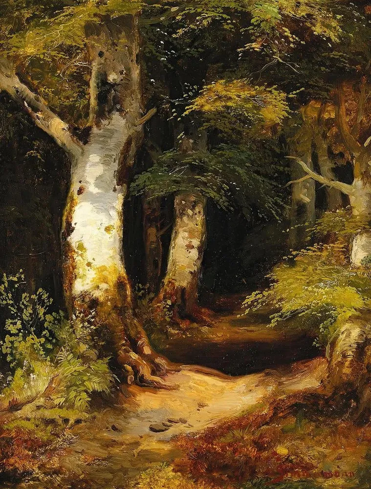 Gemälde Waldweg - Albert Zimmermann | Kunstdruck