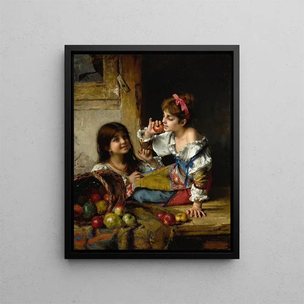 Gemälde Zwei Mädchen mit Äpfeln und Birnen - Alexei Harlamoff | Kunstdruck