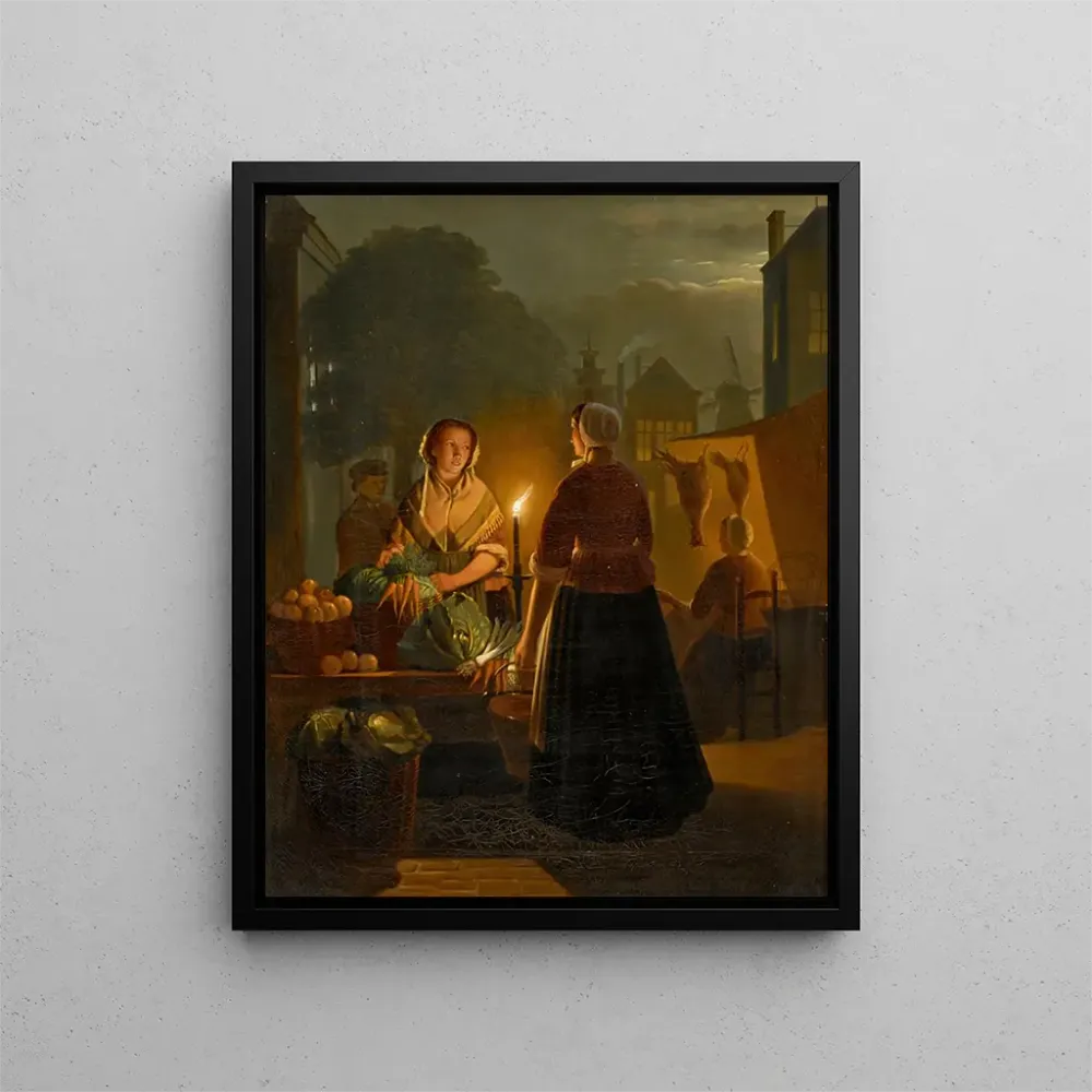 L Gemüsemarkt bei Nacht - Andreas Franciscus Vermeulen | Kunstdruck