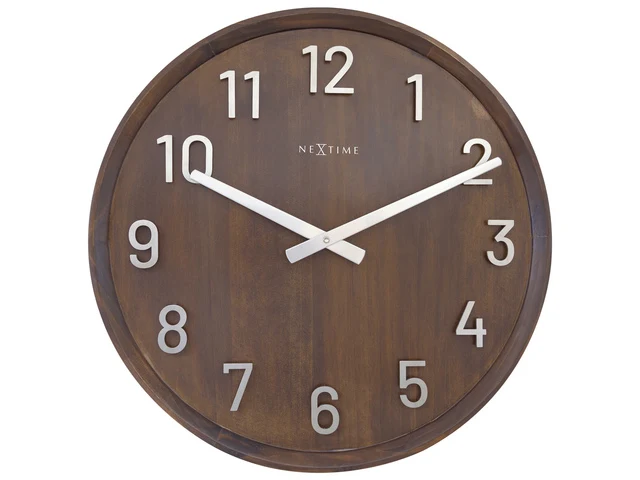 Große Wanduhr – 50 cm – Stille Uhr – Walnussholz – NeXtime „Precious“