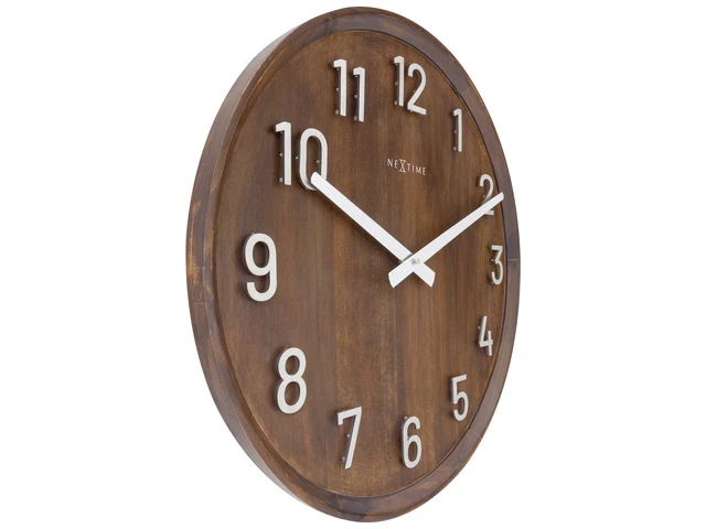 Große Wanduhr – 50 cm – Stille Uhr – Walnussholz – NeXtime „Precious“