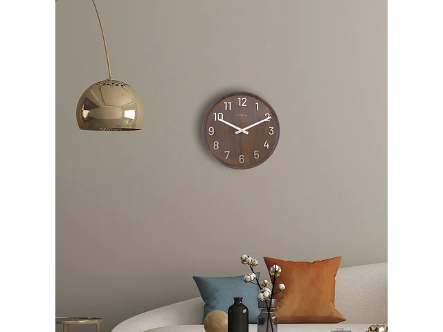 Große Wanduhr – 50 cm – Stille Uhr – Walnussholz – NeXtime „Precious“