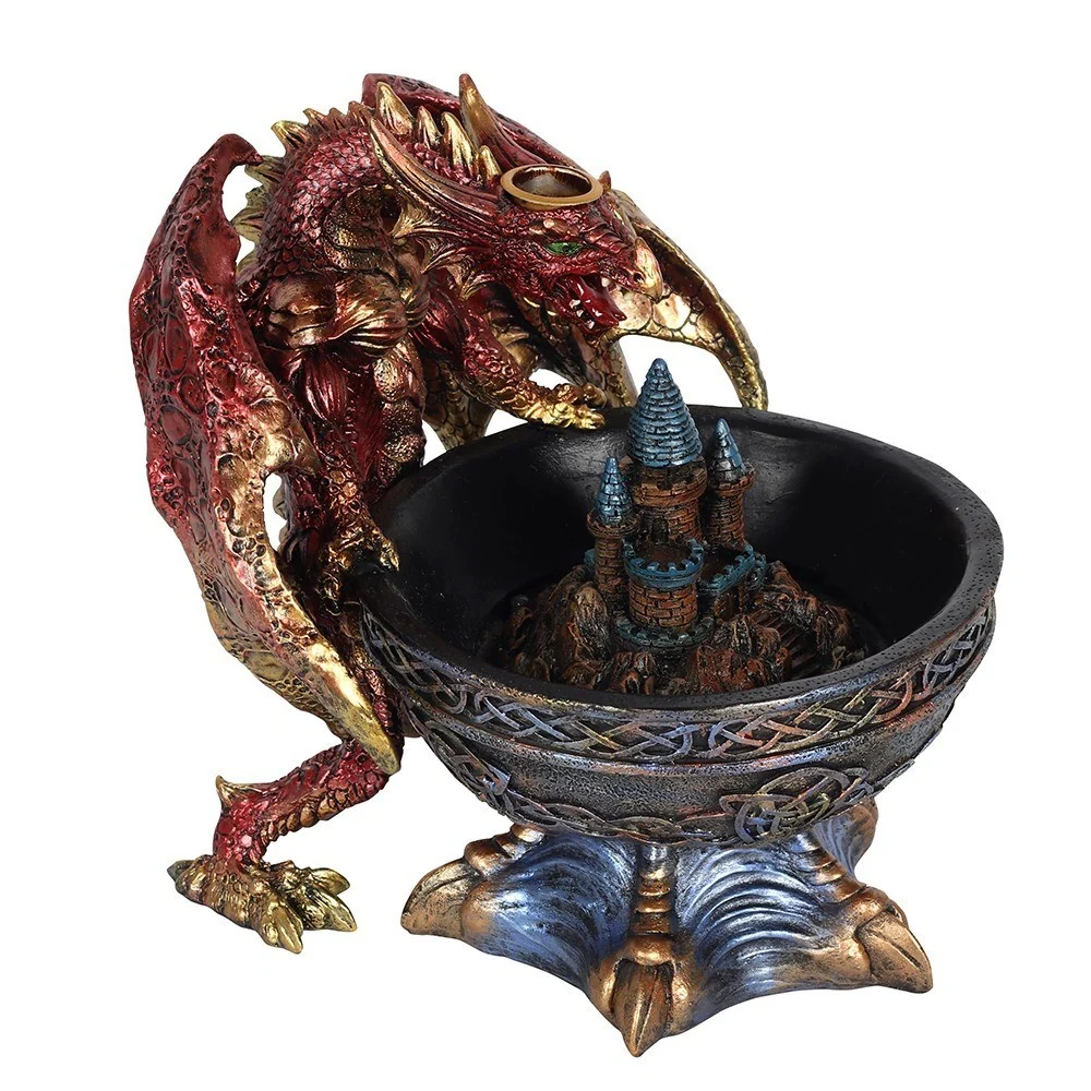 Großer Drache mit Schale - Räucherrückfluss-Brenner (Backflow Incense Burner)