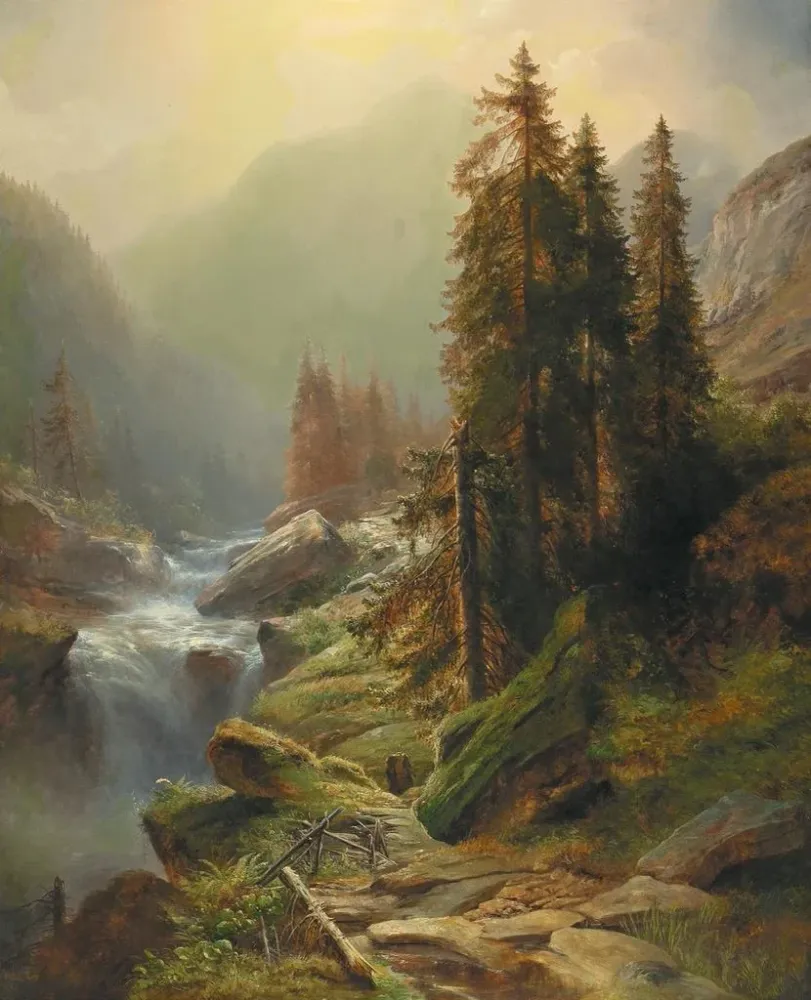 Großes Berglandschaft-Gemälde - Albert Zimmermann | Kunstdruck
