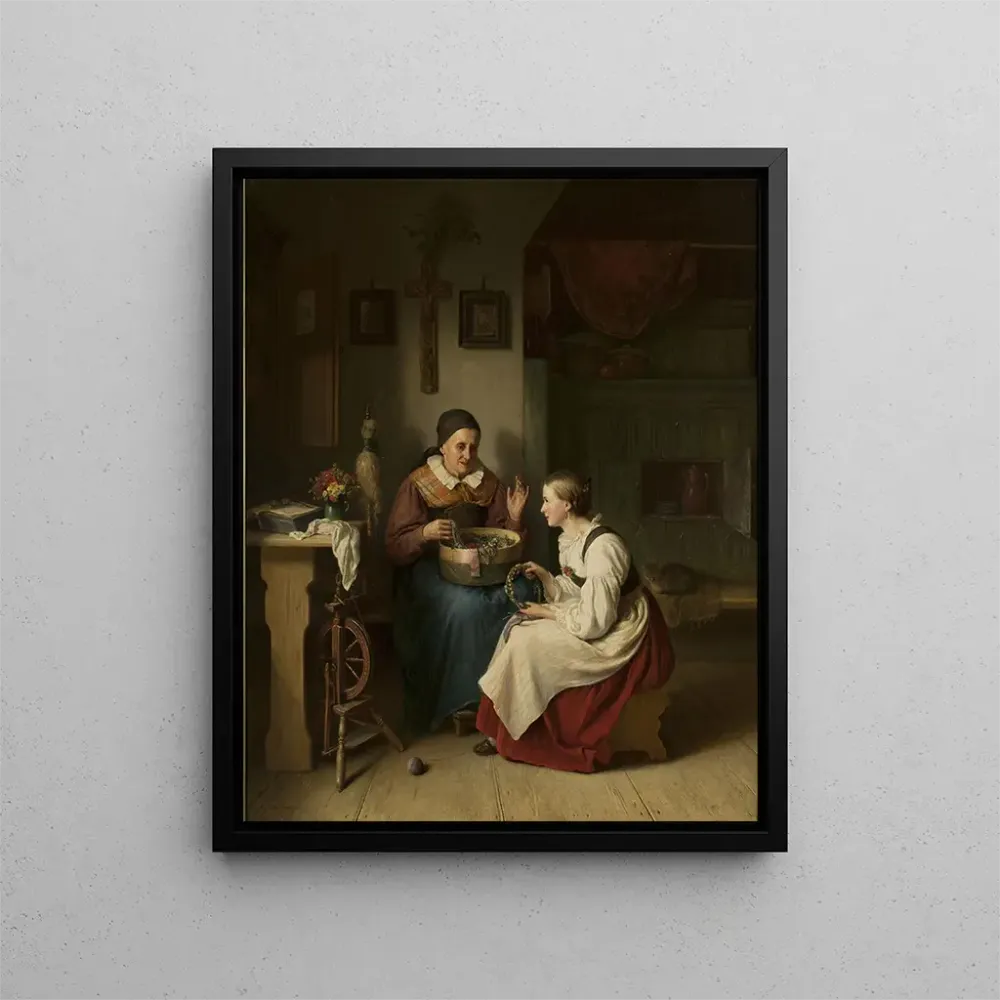 Großmutter mit ihrer Enkelin - August Heinrich Niedmann | Kunstdruck