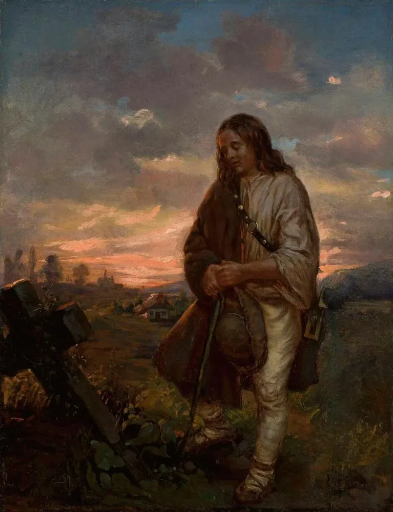 Highlander auf einem Grab - Antoni Kozakiewicz | Kunstdruck
