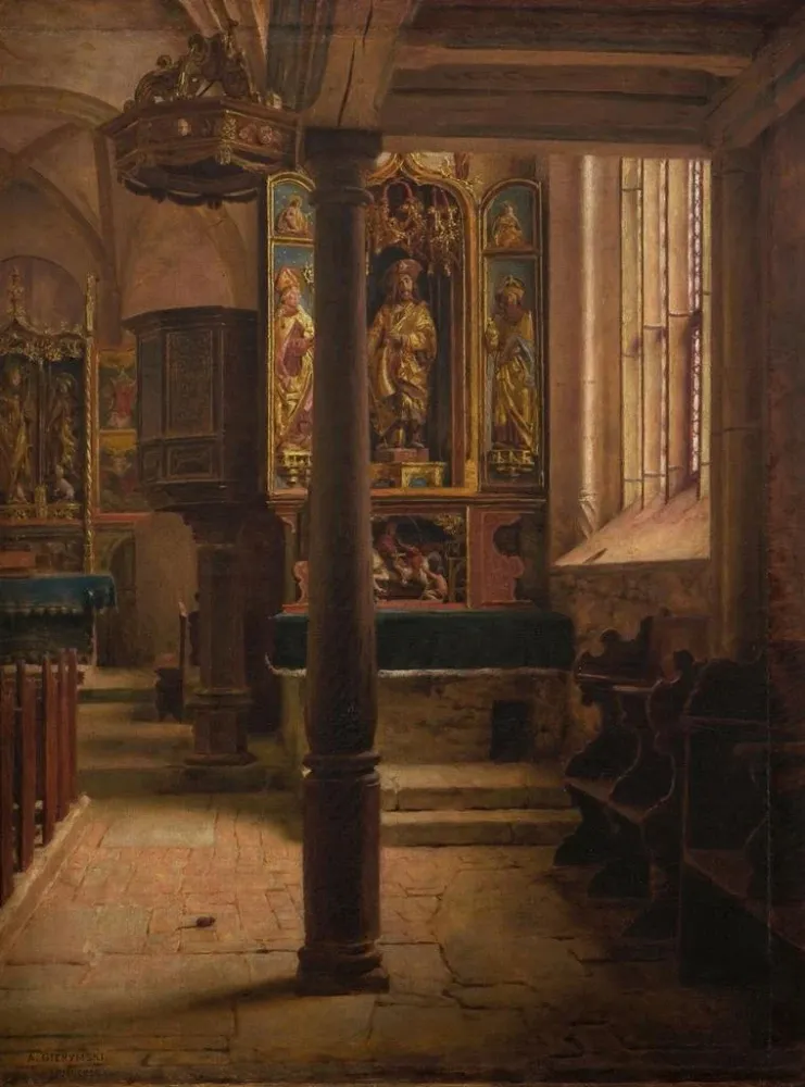 Innenansicht der Kirche Saint-Wolfgang Rothenburg - Aleksander Gierymski | Kunstdruck