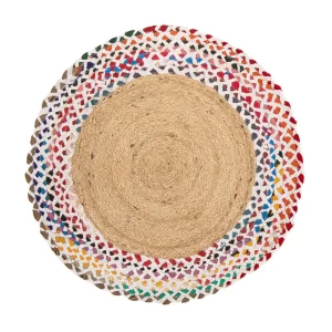 Juteteppich rund - 60 x 60 cm - mehrfarbig