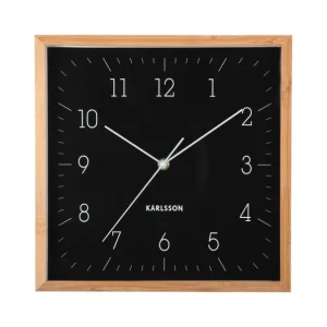 Karlsson Neat Cuadrado Wanduhr – Analog, 29,2 × 29,2 × 4,5 cm, Schwarz, Bambus