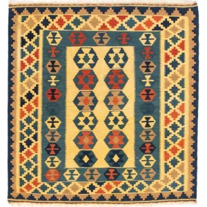 Kelim Teppich - Oriental 101 x 95 cm - gold