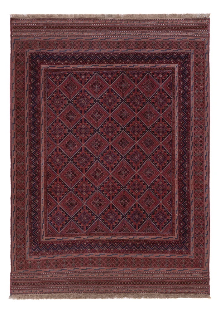 Kelim Teppich - Oriental - 193 x 140 cm - dunkelrot