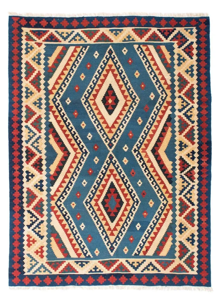 Kelim Teppich - Oriental 193 x 152 cm - blau