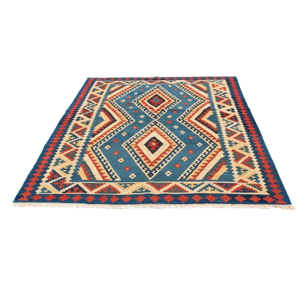 Kelim Teppich - Oriental 193 x 152 cm - blau