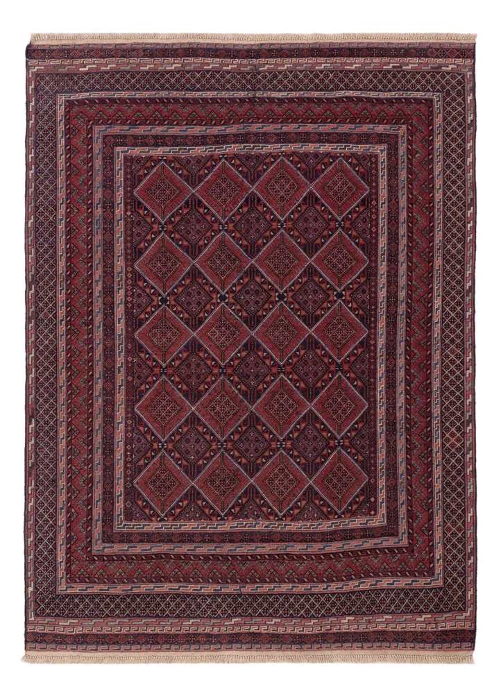 Kelim Teppich - Oriental - 196 x 141 cm - dunkelrot