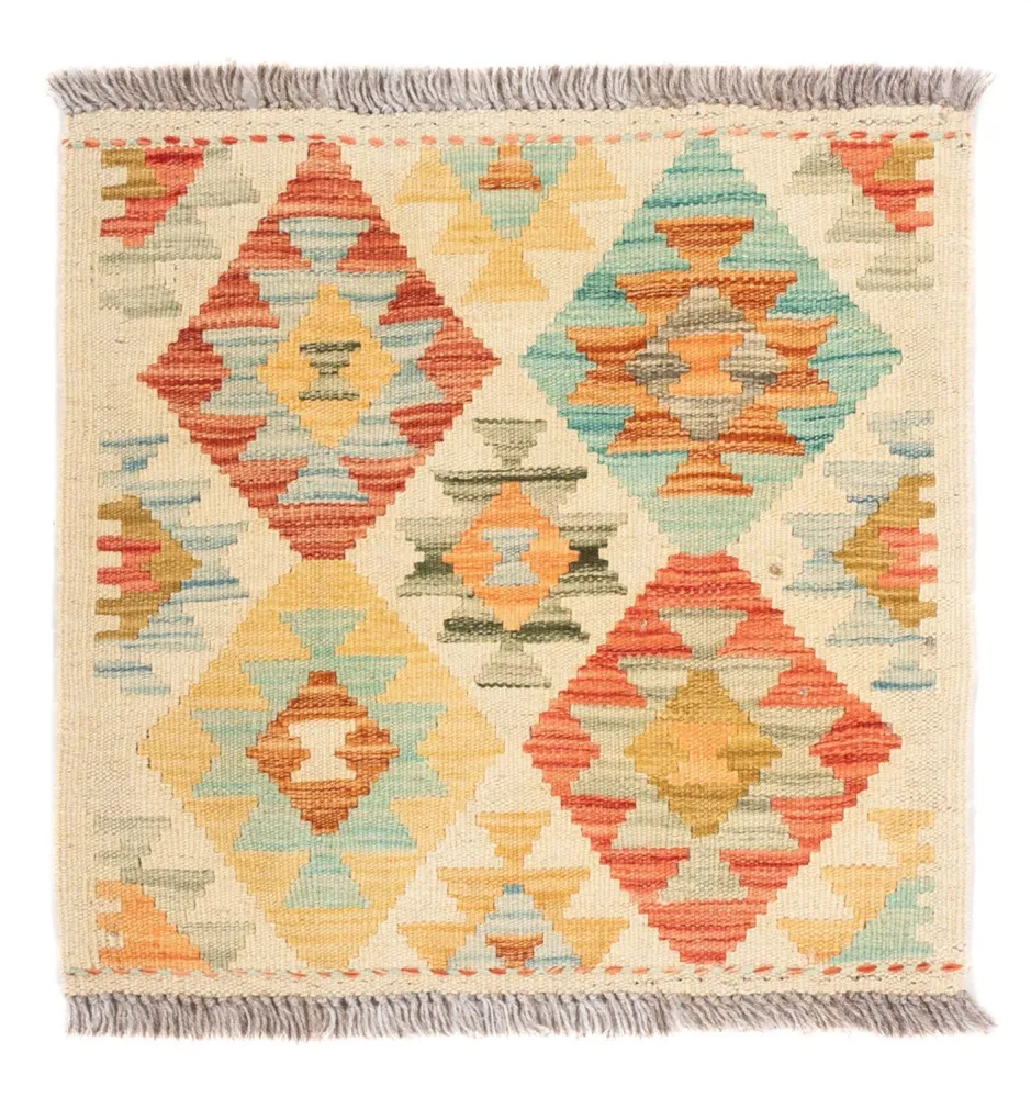 Kelim Teppich - Splash quadratisch - 52 x 50 cm - mehrfarbig