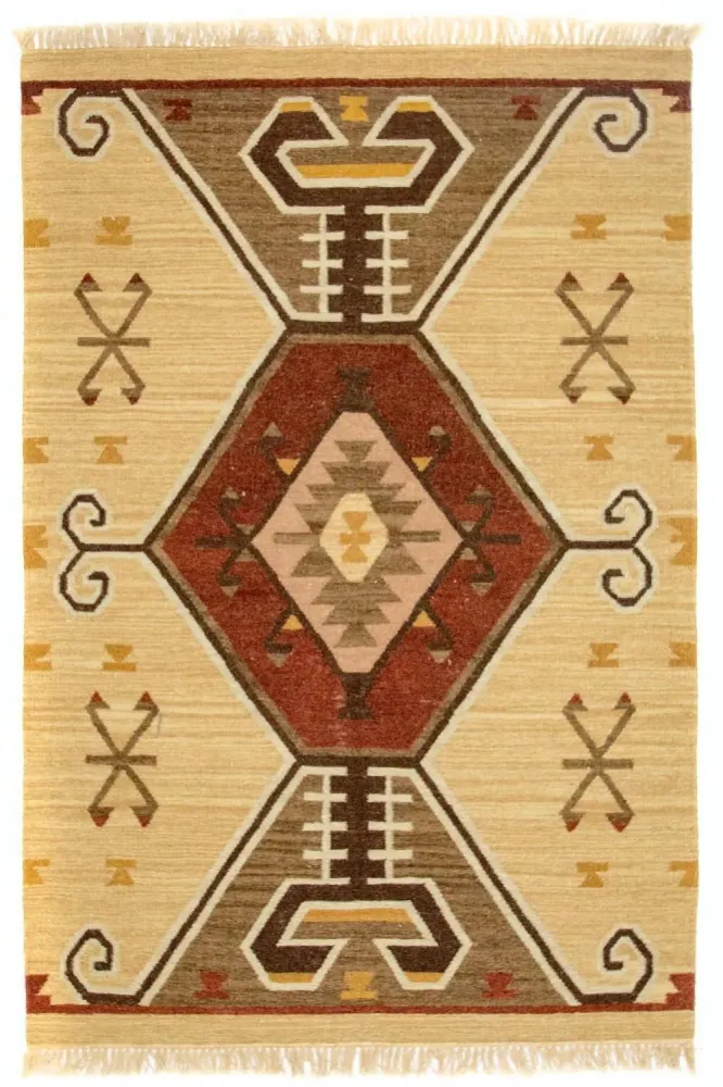 Kelim Teppich - Trendy 187 x 126 cm - gelb