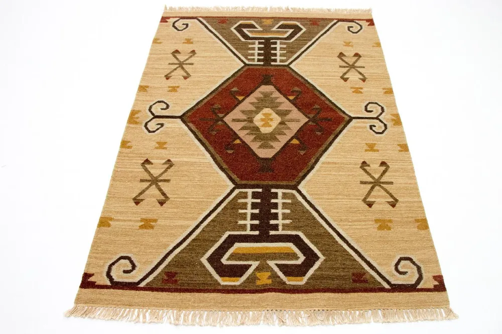 Kelim Teppich - Trendy 187 x 126 cm - gelb