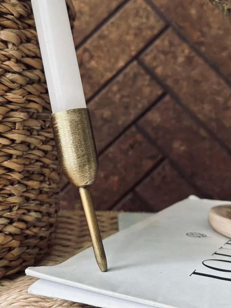 Kerzenhalter mit Dorn für Stabkerzen - Gold 1 Stk