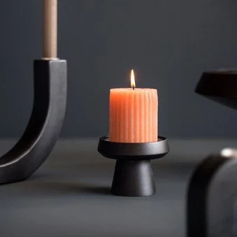 Kerzenhalter pillar mushroom black 16 cm - Kinta