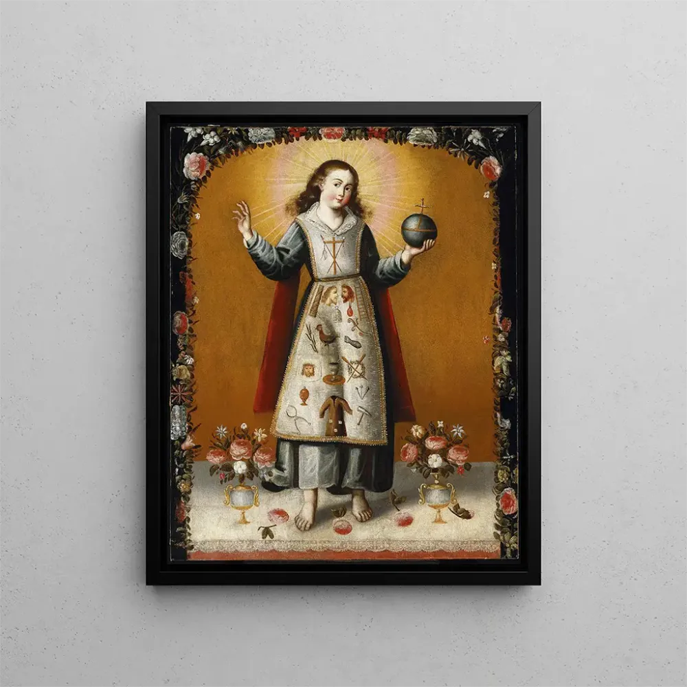 Kinder-Jesus-Gemälde mit Symbolen der Passion - Anonym | Kunstdruck