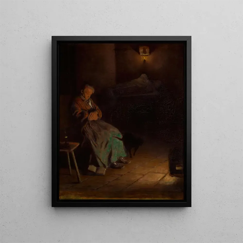 Kunstdruck Alte Frau wacht über eine Leiche II - Aleksander Gierymski | Kunstdruck